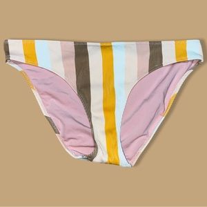 Aerie Ribbed Striped Full Coverage Bikini Bottom | Large